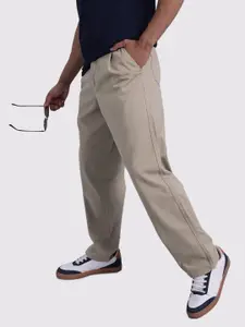 The Roadster Life Co. Men Mid-Rise Pure Cotton Relaxed Fit Trousers