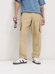 The Roadster Life Co. Men Mid-Rise Pure Cotton Relaxed Fit Cargos