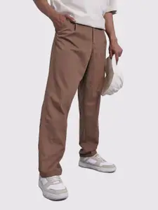The Roadster Life Co. Men Mid-Rise Pure Cotton Relaxed Fit Trousers