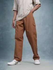 The Roadster Life Co. Men Self-Checked Pure Cotton Relaxed Fit Cargos