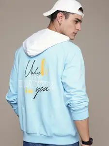 The Roadster Lifestyle Co. Printed Hooded Pure Cotton Oversized Sweatshirt