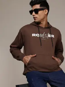 The Roadster Lifestyle Co. Brand Logo Printed Hooded Pure Cotton Oversized Sweatshirt