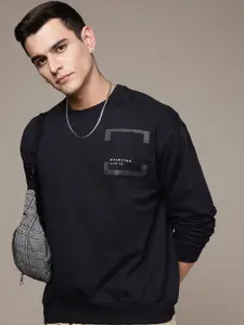 The Roadster Lifestyle Co. Pure Cotton Oversized Sweatshirt with Brand Logo Detail