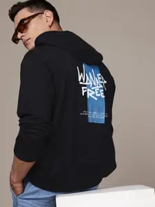 The Roadster Lifestyle Co. Typography Printed Hooded Pure Cotton Oversized Sweatshirt