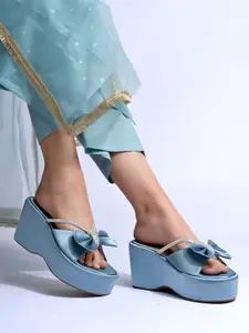 Shoetopia Embellished Suede Party Platform Sandals