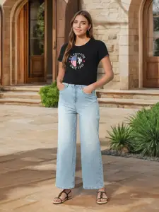 U.S. Polo Assn. Women Graphic Printed Round Neck Cotton T-shirt