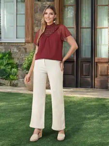 U.S. Polo Assn. Women Self Design Lace Detailed Top