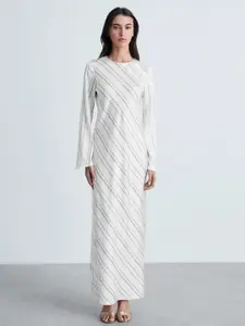 MANGO Striped Maxi Dress with Slit