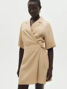 MANGO Lapel Collar Wrap Style Mini Blazer Dress