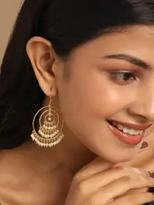 Yinara 18K Gold-Plated Pearl Beaded Circular Ring Earrings