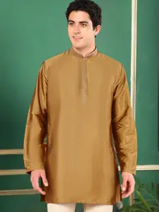 TATTVA Mandarin Collar Thread Work Straight Short Kurta