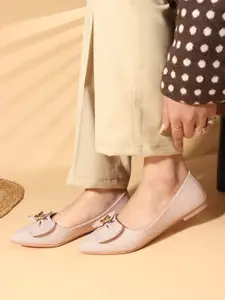 Carlton London Women Textured Ballerinas with Bows Flats