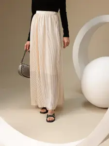 Chemistry Women Striped Pleated Maxi Skirt