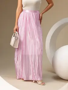 Chemistry Women Striped Pleated Maxi Skirt
