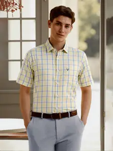 Allen Solly Men Slim Fit Spread Collar Tartan Checked Cotton Formal Shirt