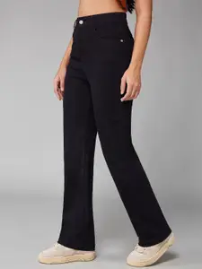 DOLCE CRUDO Women Straight Fit High-Rise Stretchable Jeans