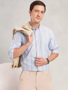 Nautica Men Premium Slim Fit Striped Pure Cotton Casual Shirt