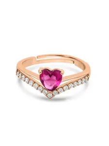 Zavya 925 Sterling Silver Rose Gold Plated Heart Finger Ring