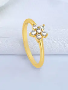 Zavya 925 Sterling Silver Gold Plated Blossoming Beauty Finger Ring