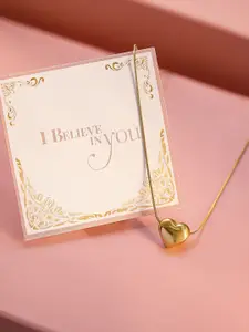 Rubans 22K Gold Plated Minimal Heart Pendant Necklace