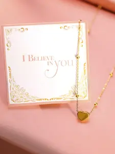 Rubans 22K Gold Plated Heart Pendant Necklace