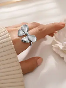 Rubans Voguish Rhodium Plated Statement Bow Adjustable Ring