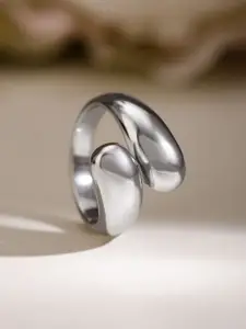 Rubans Voguish Rhodium Plated Stainless Steel Tarnish Free Waterproof Adjustable Ring