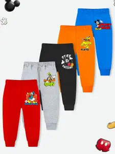 Disney By Miss and Chief Boys Pack Of 5 Printed Regular Fit Cotton Joggers