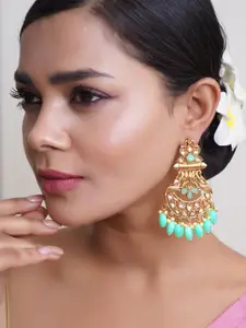 Adwitiya Collection Gold-Plated Pearls Beaded Peacock Shaped Drop Earrings