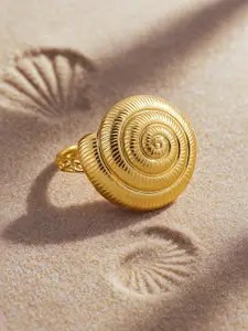 Rubans Voguish 18K Gold Plated Adjustable Spiral Shell Motif Ring