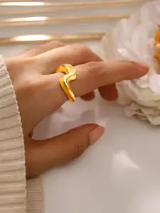 Rubans Voguish 18K Gold Plated Abstract Statement Adjustable Ring