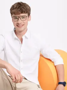 Aeropostale Men Premium Textured Seersucker Pure Cotton Casual Shirt