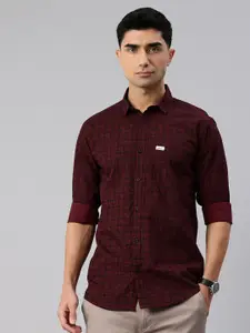 Majestic Man Men Comfort Slim Fit Floral Checked Pure Cotton Casual Shirt