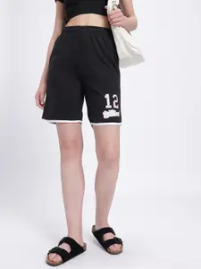 glitchez Women Side Striped Printed Detail Shorts