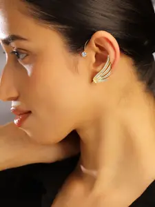 Rubans Voguish Rubans 18K Gold Plated Cubic Zirconia Studded Wing Design Statement Ear Cuff
