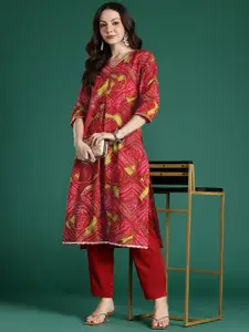 Indo Era Bandhani Printed Pure Cotton Gotta Patti Kurta