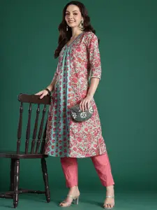 Indo Era Women Floral Printed Pure Cotton Kurta