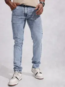 WROGN Men Slim Fit Mid-Rise Heavy Fade Stretchable Jeans