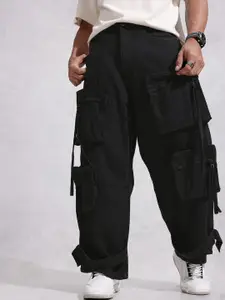 WROGN Men Baggy Pure Cotton Cargo Jeans