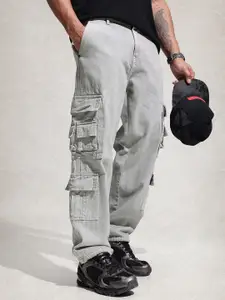 WROGN Men Pure Cotton Loose Relaxed Fit Cargo Jeans