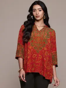 Ritu Kumar Ethnic Motifs Printed Mandarin Collar Kurti
