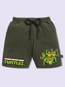 YK X Minute Mirth Boys Mutant Ninja Turtles Printed Cotton Shorts