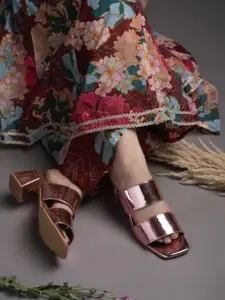 DressBerry Textured Party Block Sandals with Buckles