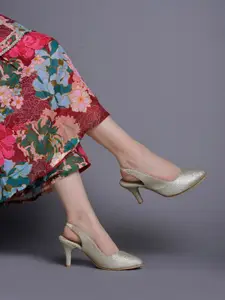 DressBerry Women Textured Party Kitten Sandals