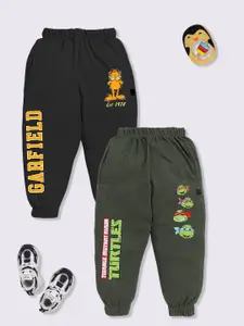 YK X Minute Mirth Boys Set of 2 Assorted Cartoon Characters Printed Pure Cotton Joggers