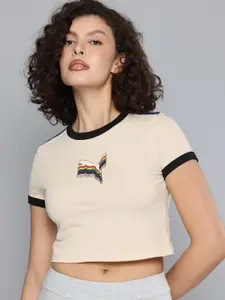 Puma Brand Logo Printed Pure Cotton Slim Fit Crop T-shirt