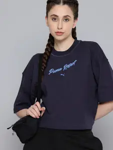 Puma Oversized Fit Typography Embroidered Pure Cotton T-shirt