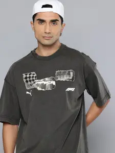 PUMA Motorsport Graphic Printed Drop-Shoulder Sleeves Pure Cotton T-shirt