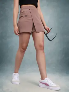 The Roadster Lifestyle Co. Women High-Rise Casual Skorts with Pocket Detailing