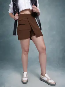 The Roadster Lifestyle Co. Women High-Rise Casual Skorts with Pocket Detailing